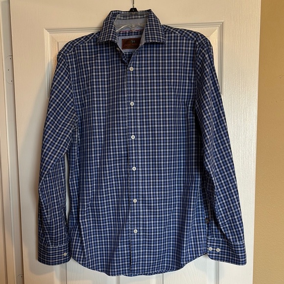 James Tattersall men’s blue long sleeve button down shirt size medium - Picture 1 of 9